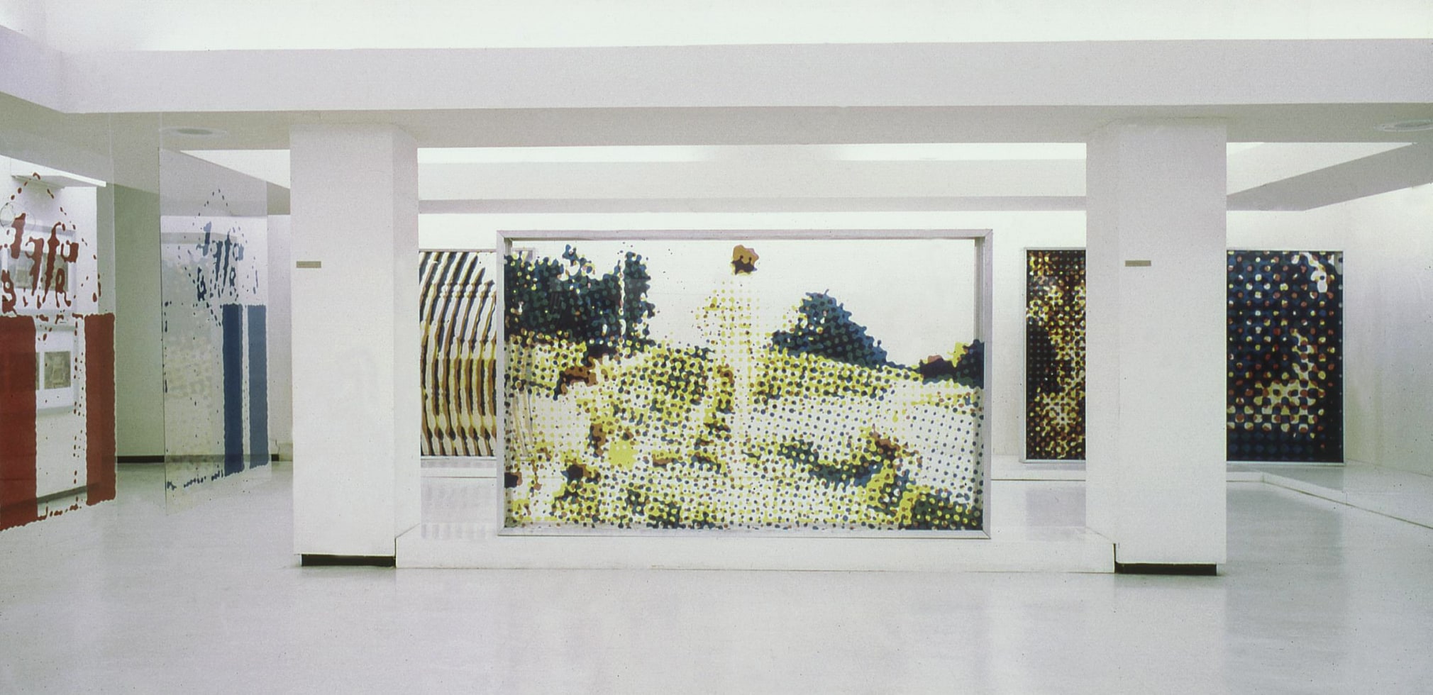 Archival image of an exhibition by Alain Jacquet.