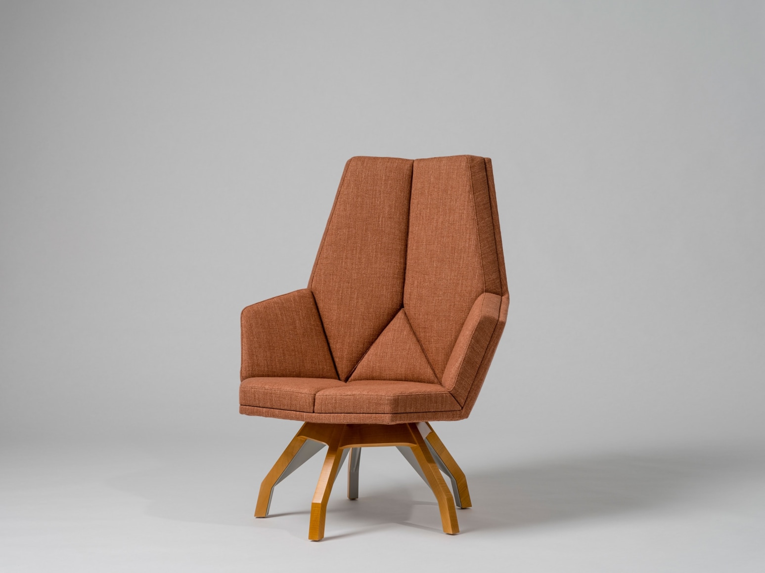 Wood based upholstered lounge chair by Pierre Paulin