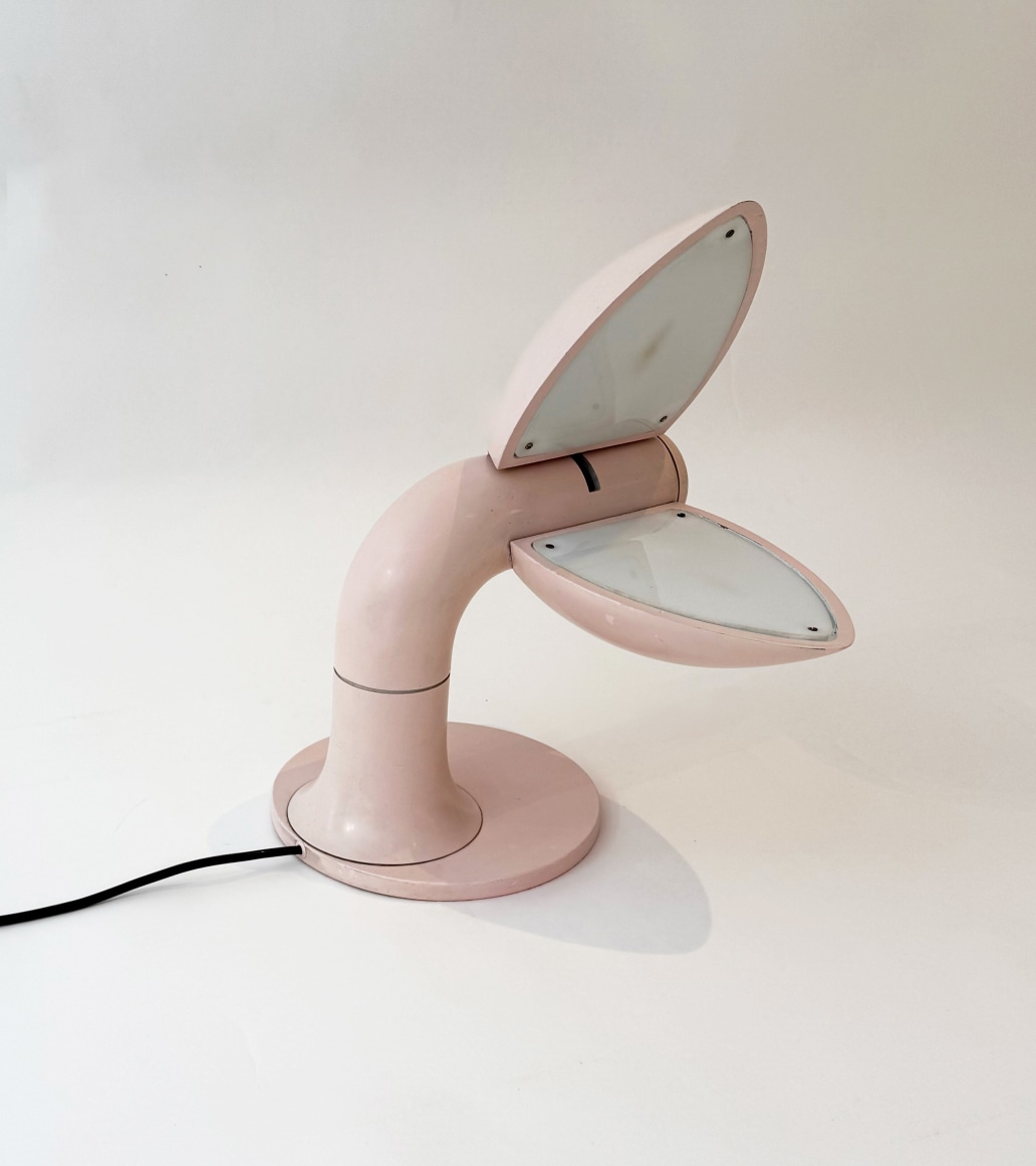pink lamp in a blank room