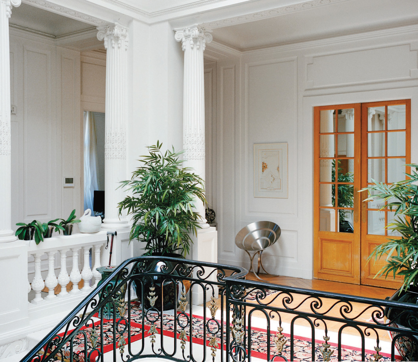 One of Maria Pergy's stainless-steel Ring chairs at her residence in B&eacute;ziers, France.