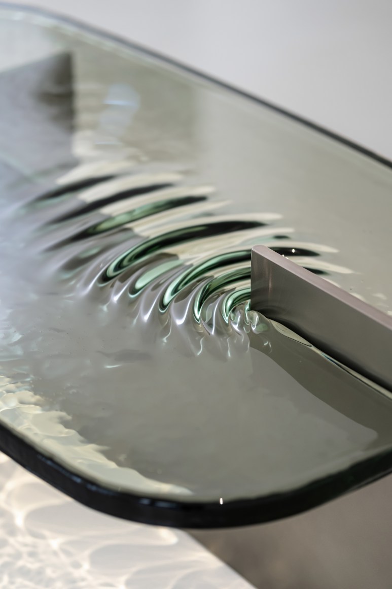 glass coffee table in a room