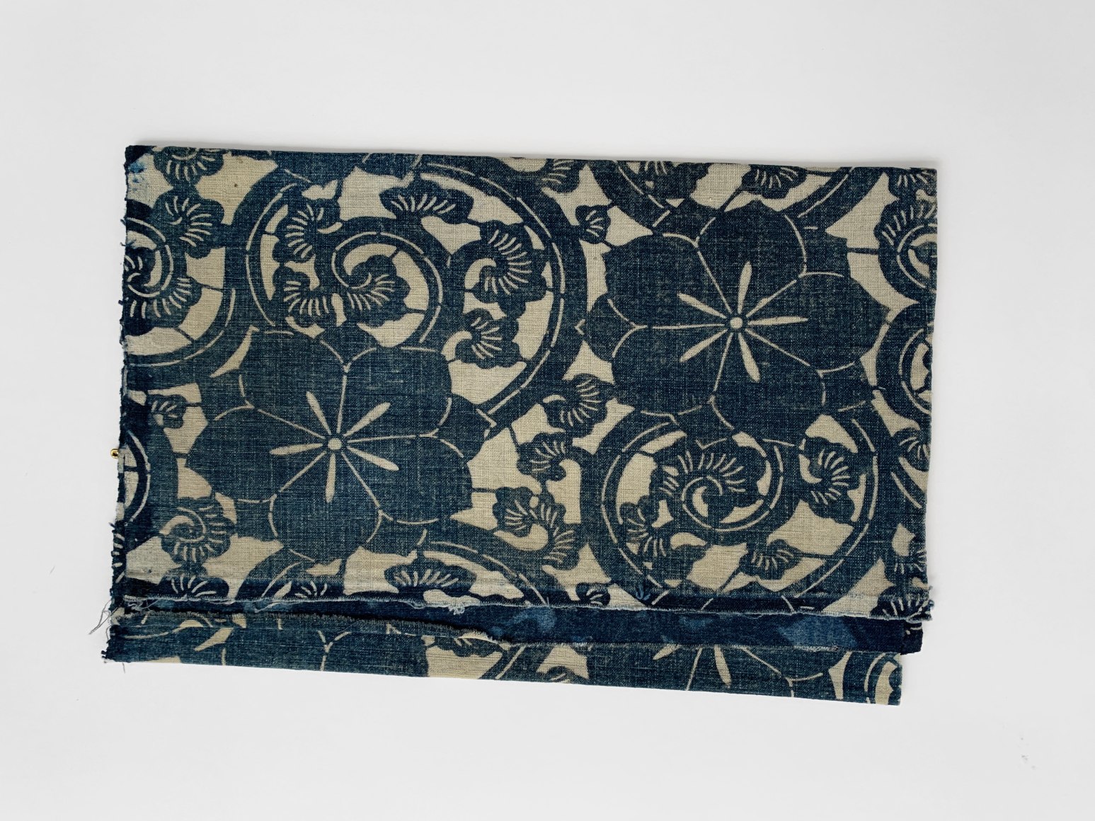 54 Katazome: jishiro, Chinese bellflower and arabesque, late nineteenth century, indigo dyed cotton