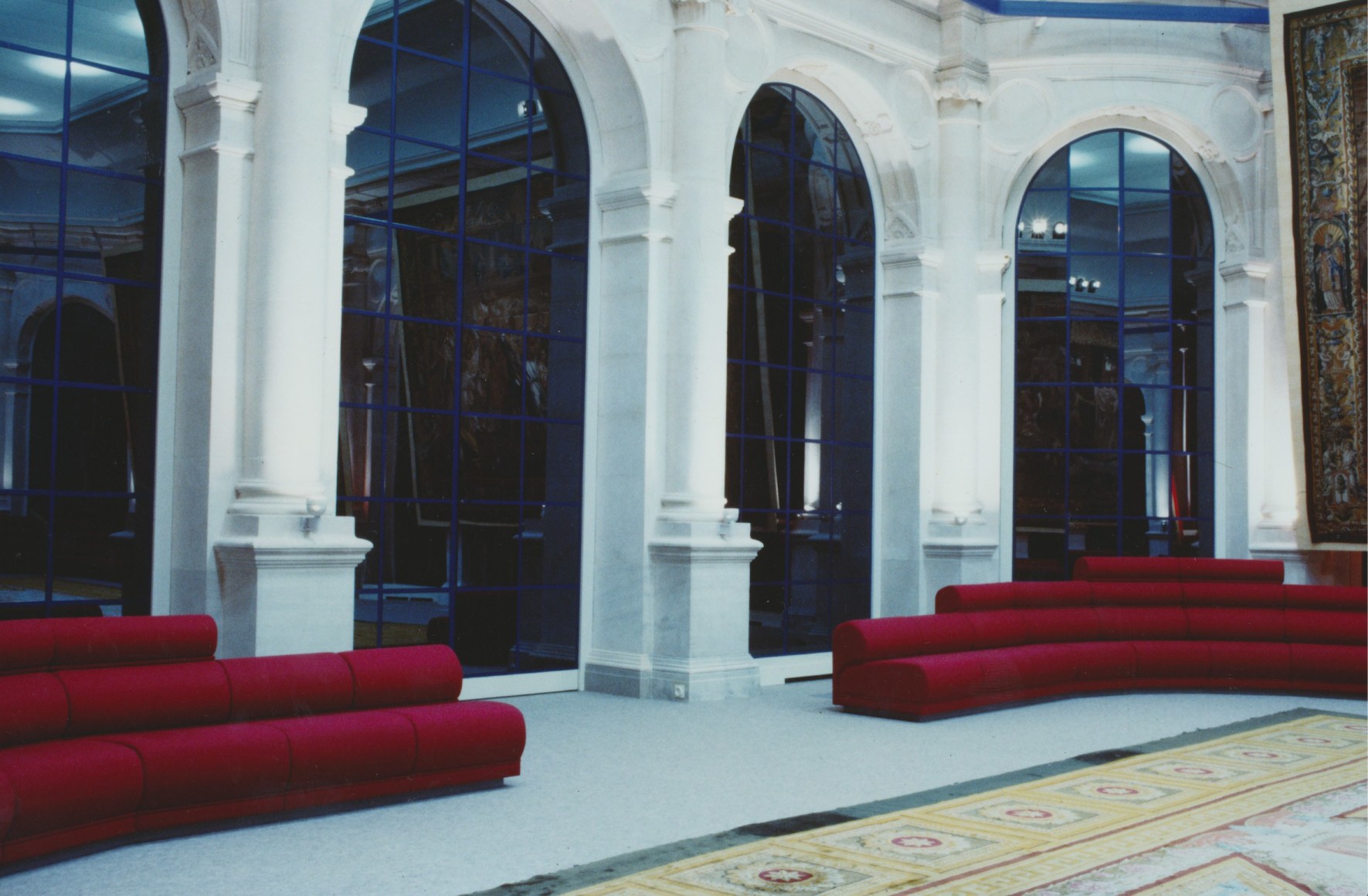 Archival image of Chirac sofa in the room.