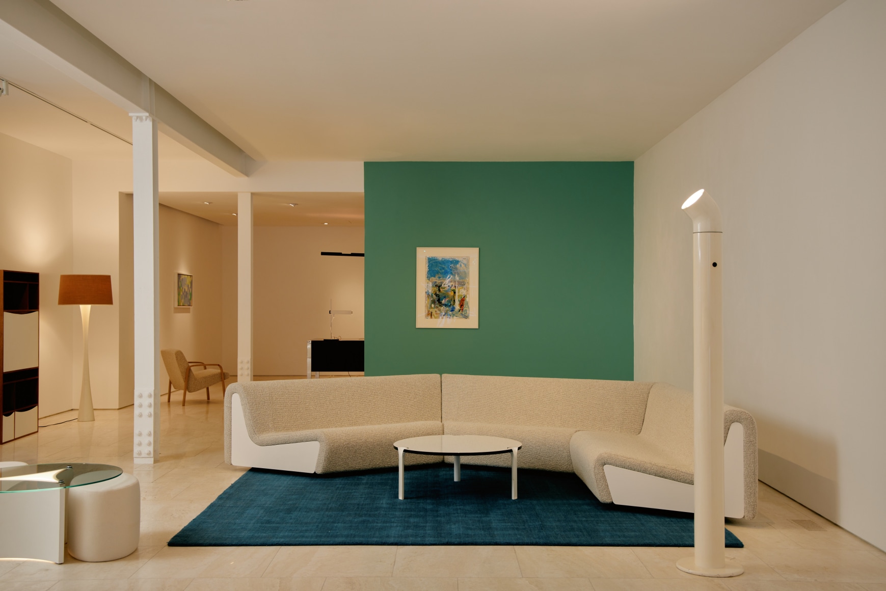 Gallery view of low sofa and coffee table arrangement