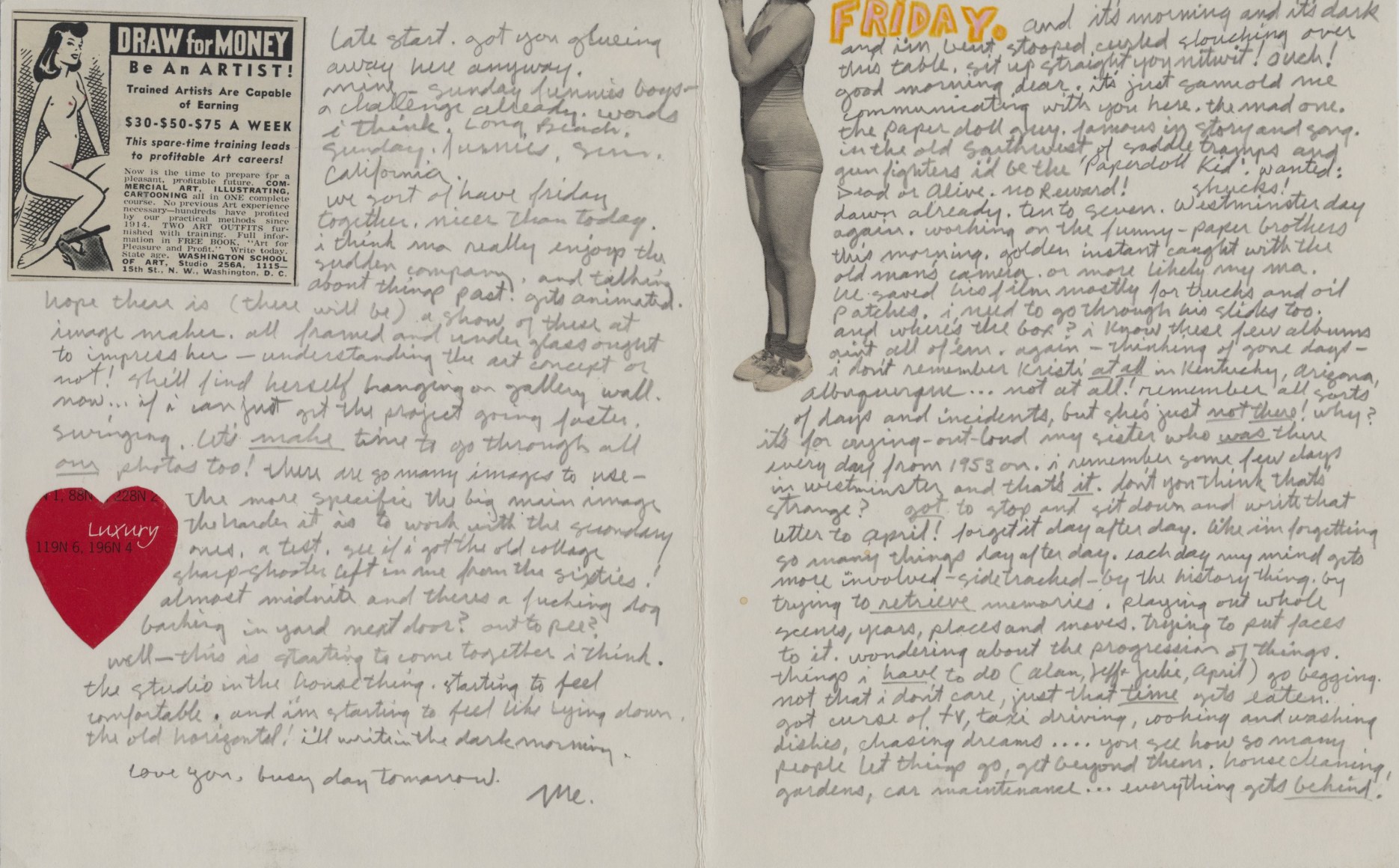 Untitled (1 27 05), 2005, Collage with text inside the card and verso