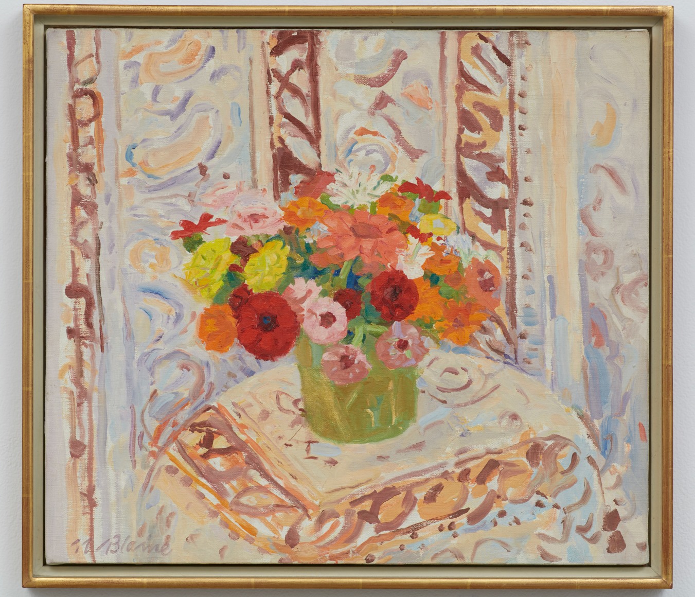 Nell Blaine Small Zinnias &amp;amp; India Cloth, 1973