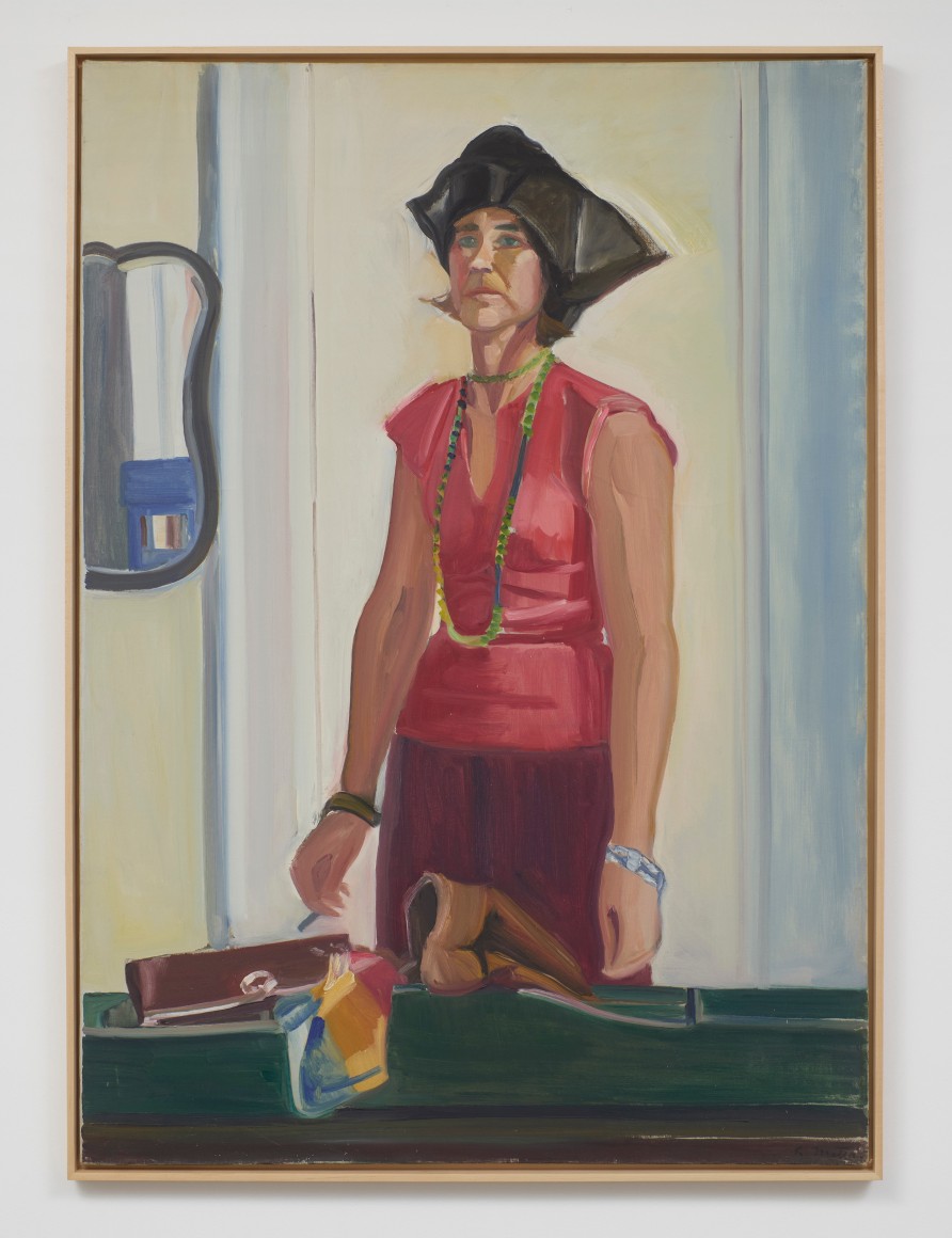 Louisa Matth&iacute;asd&oacute;ttir Self-Portriat with Green Beads and Black Hat, c. 1975