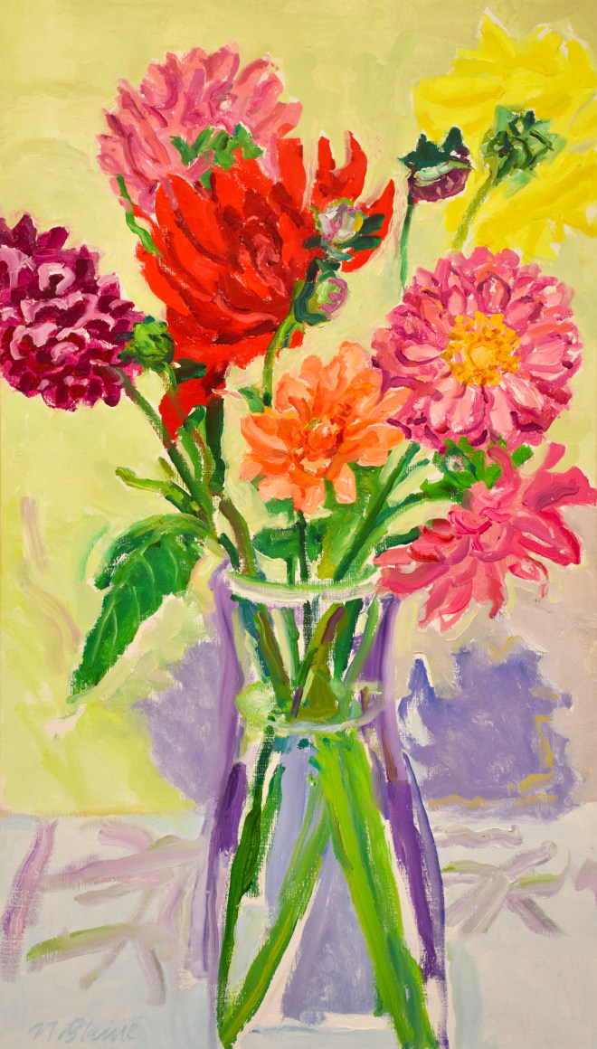 Nell Blaine Dahlias in Carafe, 1981