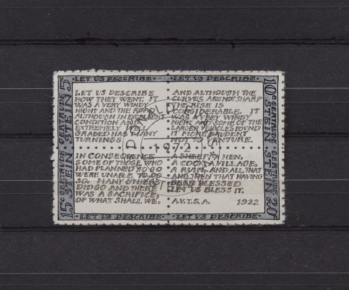 Donald Evans Stein, 1972. Fiftieth anniversary of &quot;A Valentine to Sherwood Anderson&quot; by Gertrude Stein.&nbsp;(Detail)