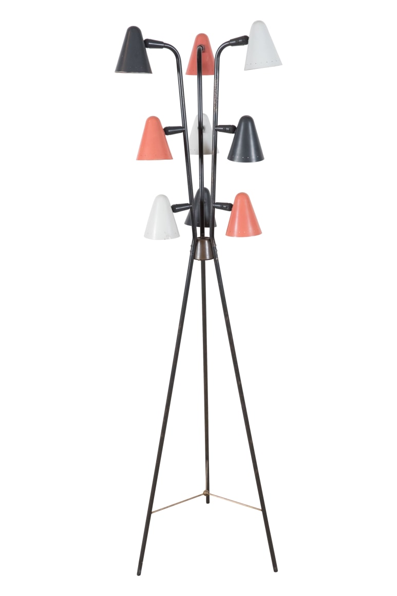 1950's multicoloured cone shade standard lamp