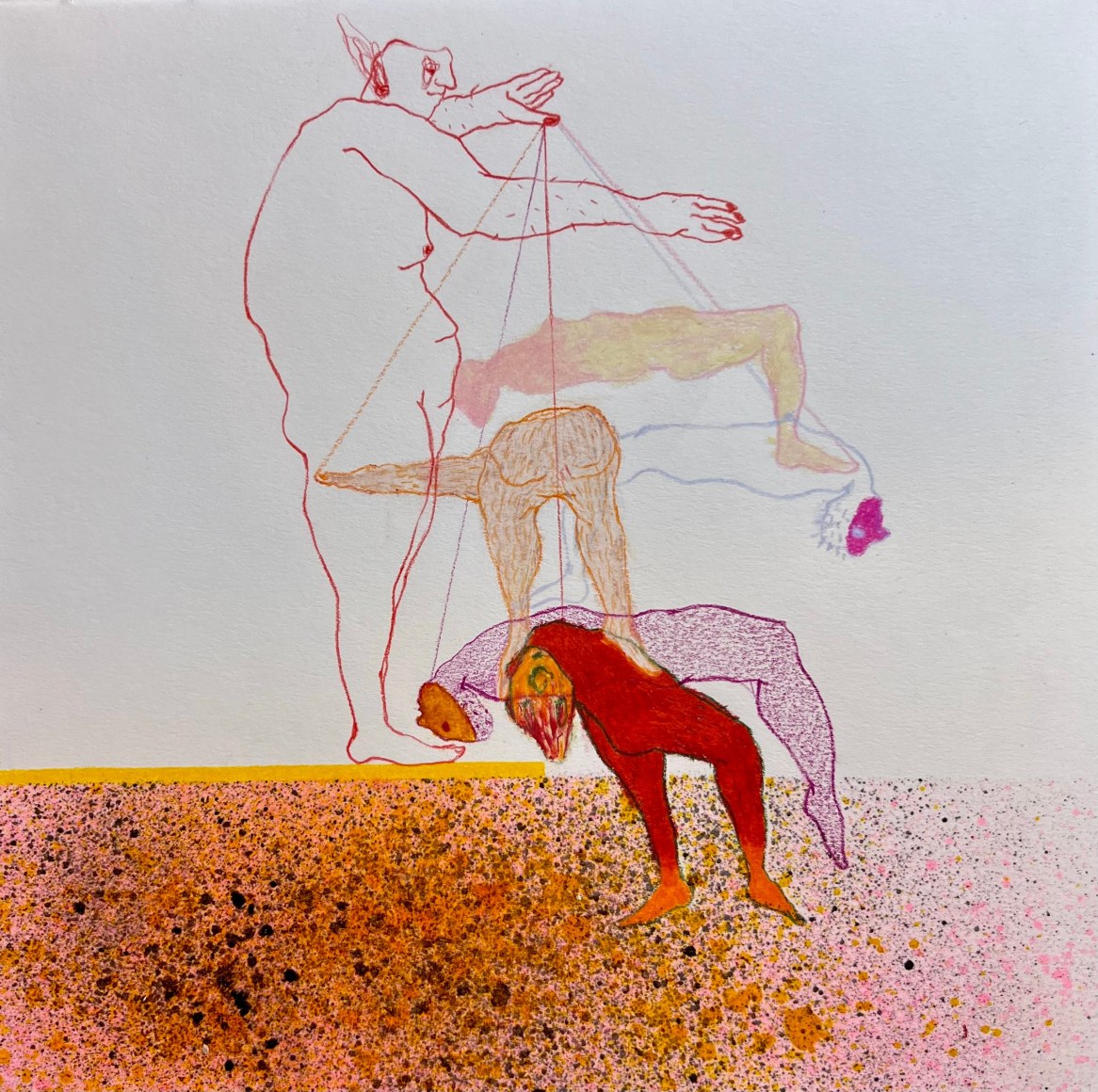Shirin Mirjamali, Untitled, 2024, Mixed media on paper, 8&quot; x 8&quot;&nbsp; at Anita Rogers Gallery