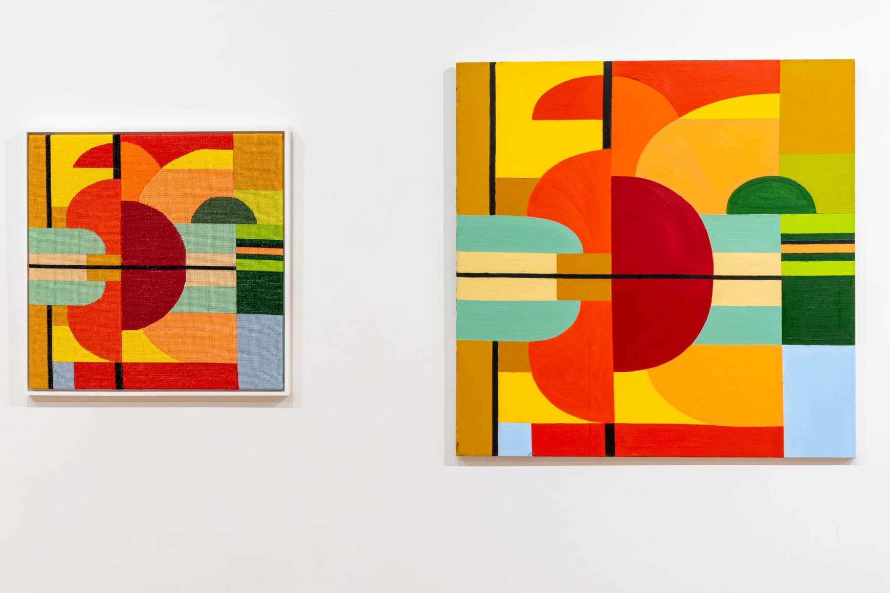 Installation view of&nbsp;Adrianne Lobel, Shirin Mirjamali &amp; nikki terry (2024) by Jon-Paul Rodriguez at Anita Rogers Gallery