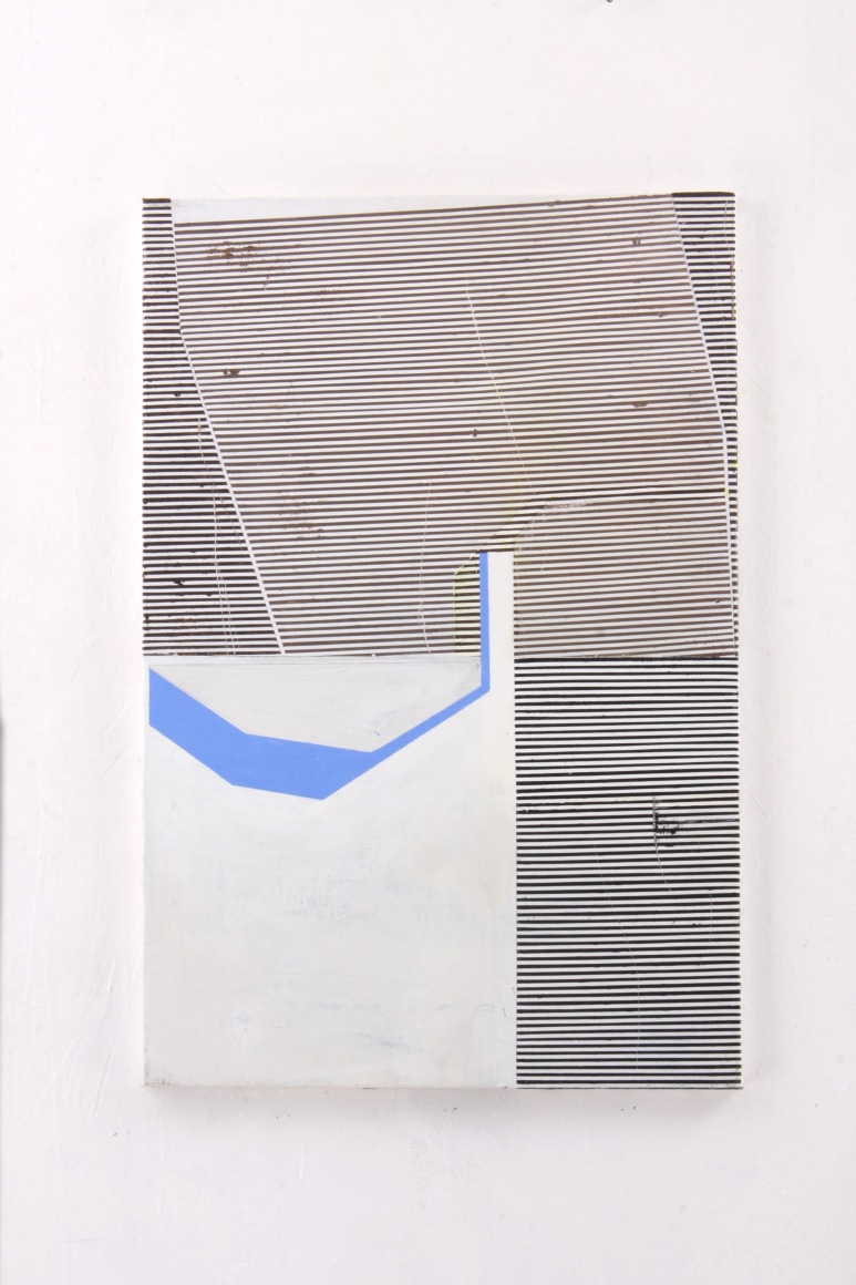 Gordon Moore, Comma, 2018, Acrylic, latex, and pumice on canvas, 30&quot; x 20&quot; at Anita Rogers Gallery