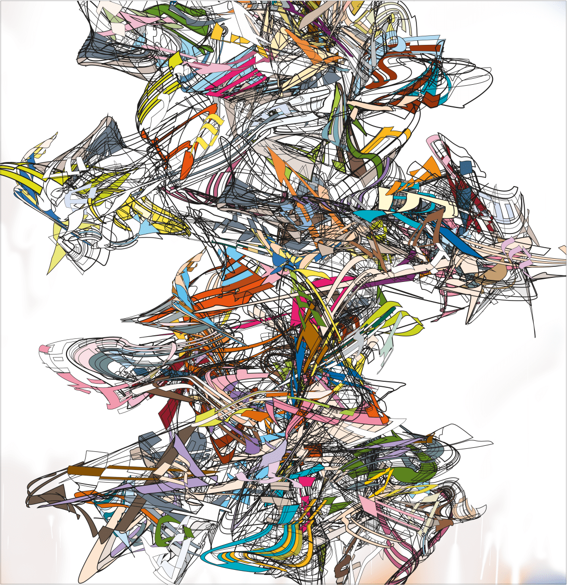 Henry Mandell, Satoshi's Garden 005E, 2023, UV polymer on linen, 72" x 74" at Anita Rogers Gallery