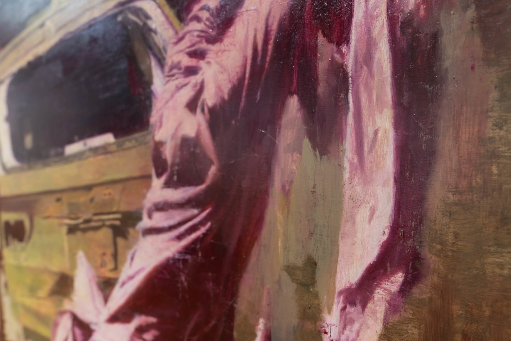 Detail of&nbsp;Phil Hale's&nbsp;ANTICLIMB&nbsp;&nbsp;(2025, Oil on canvas, 51&rdquo; x&nbsp;51&rdquo;) at Anita Rogers Gallery