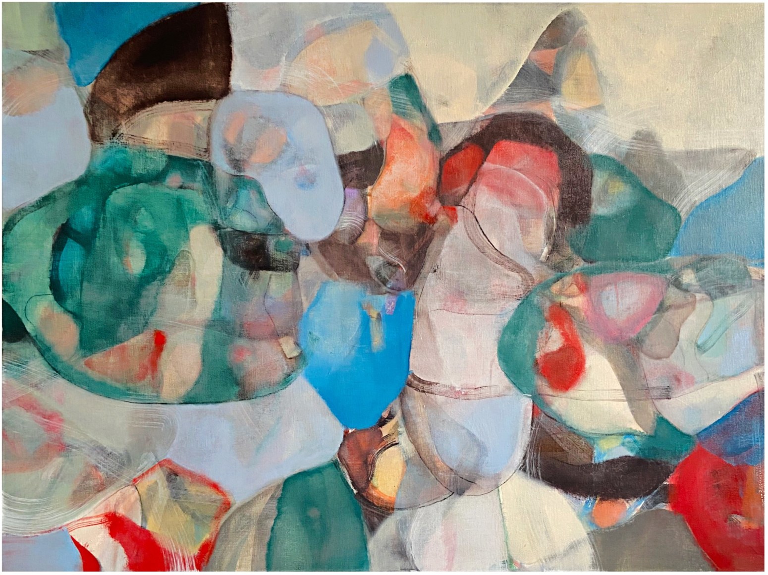 Robert Szot, Fruiting Bodies, 2022, Oil and charcoal on linen, 37" x 50"
