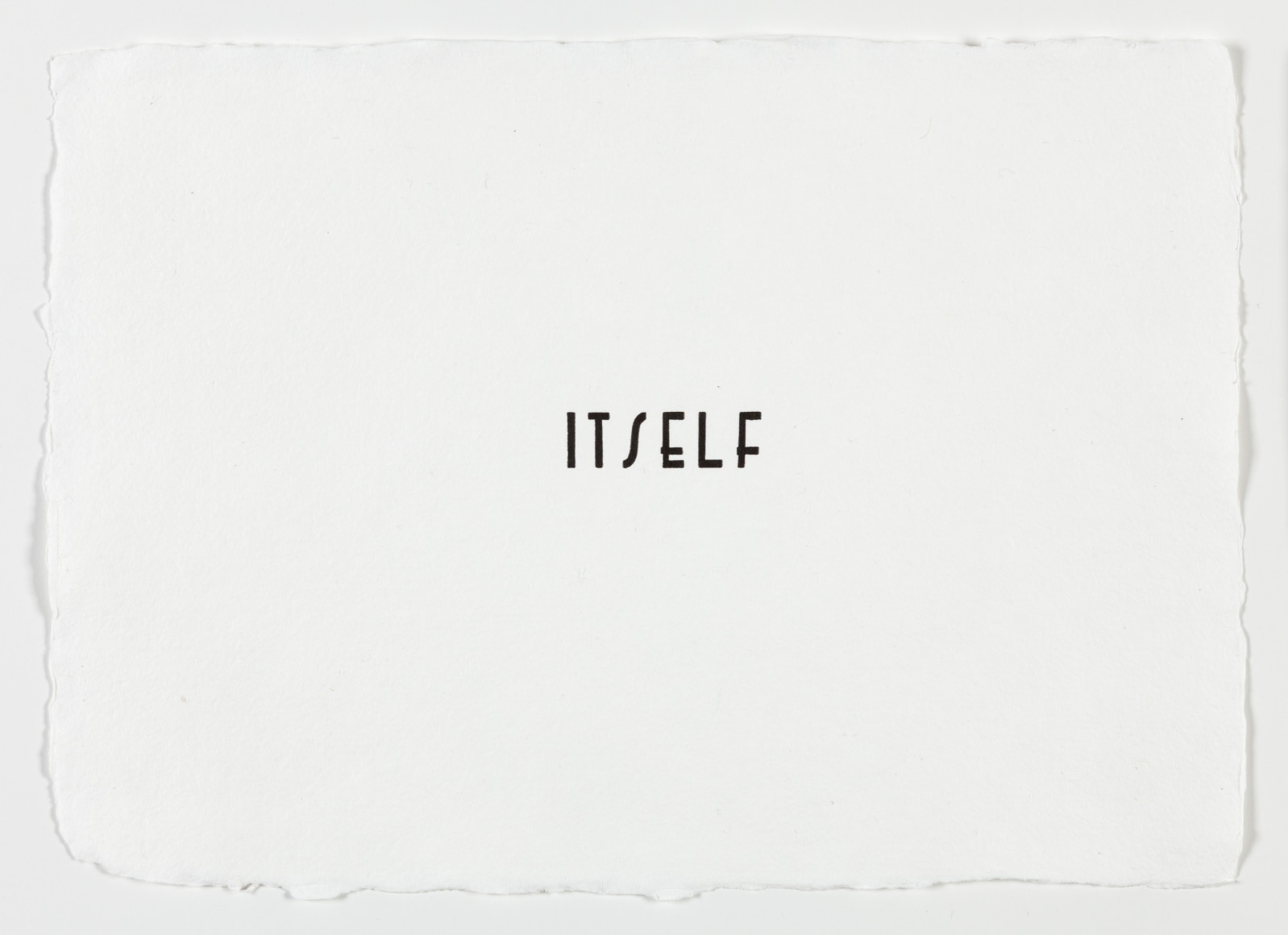 Morgan O'Hara, LETTERPRESS SERIES: ITSELF #68, 2017, Letterpress printer's ink on handmade paper, 11&quot; x 7 3/4&quot; at Anita Rogers Gallery