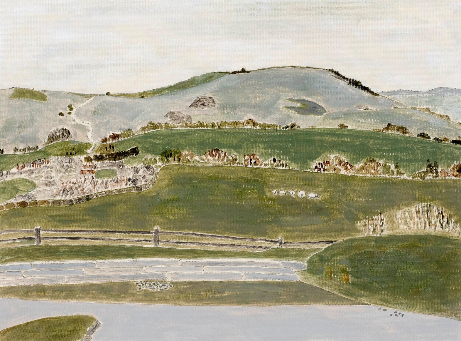 Rachel Nicholson, Wolstonbury Hill, 2005. Acrylic on paper, 9" x 12" at Anita Rogers Gallery