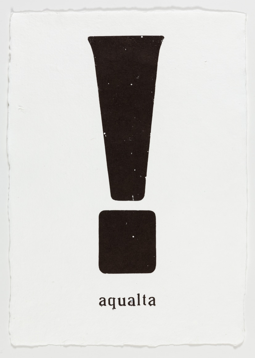 Morgan O'Hara, LOST AND FOUND IN VENICE: aqualta, 2017, Letterpress printer's ink on handmade paper, 13 1/4&quot;&nbsp;x 9 3/4&quot;