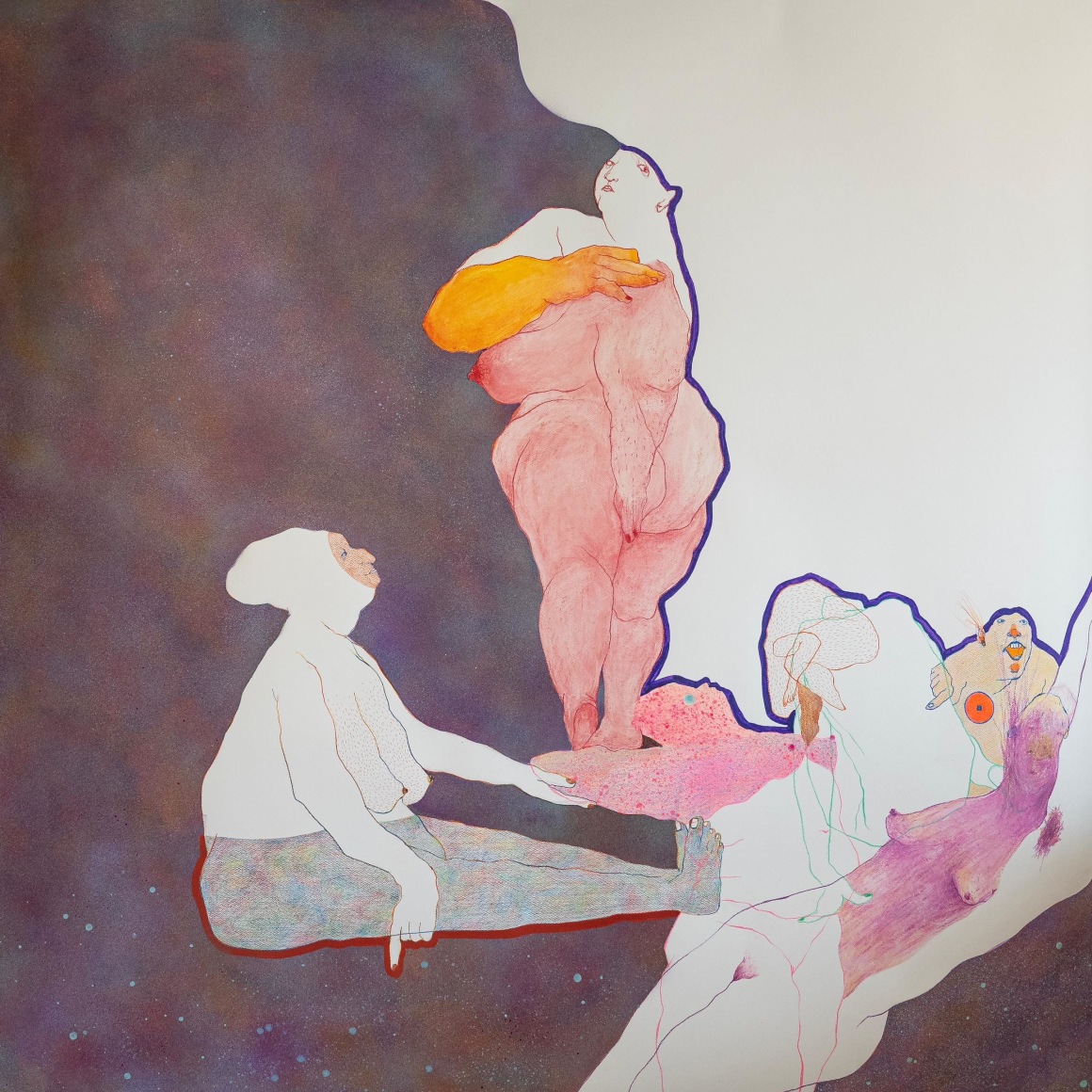 Shirin Mirjamali, Untitled, 2024, Mixed media on paper, 59" x 59" at Anita Rogers Gallery