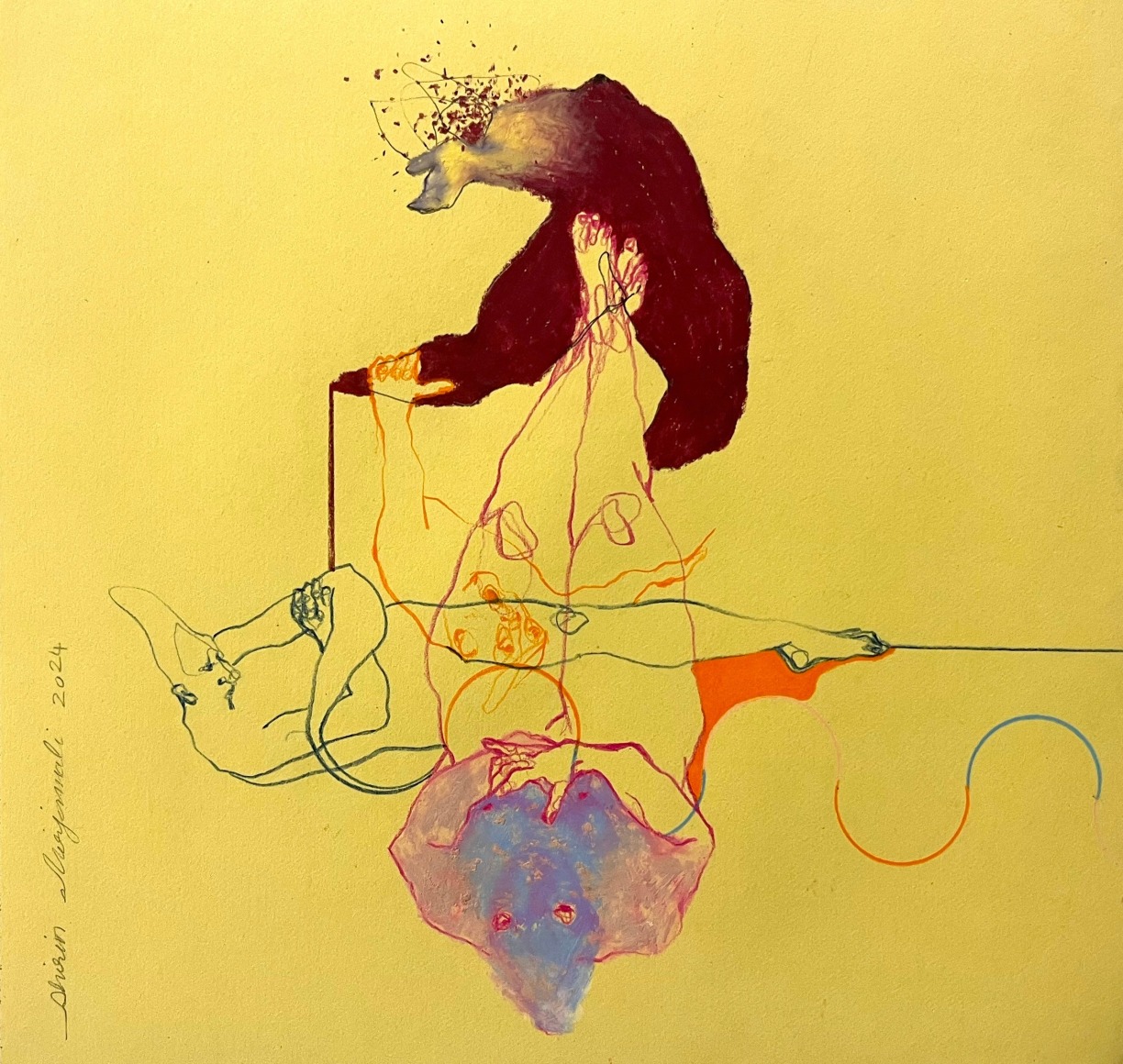 Shirin Mirjamali, Untitled, 2024, Mixed Media, 8 3/4&quot; x 9&quot;