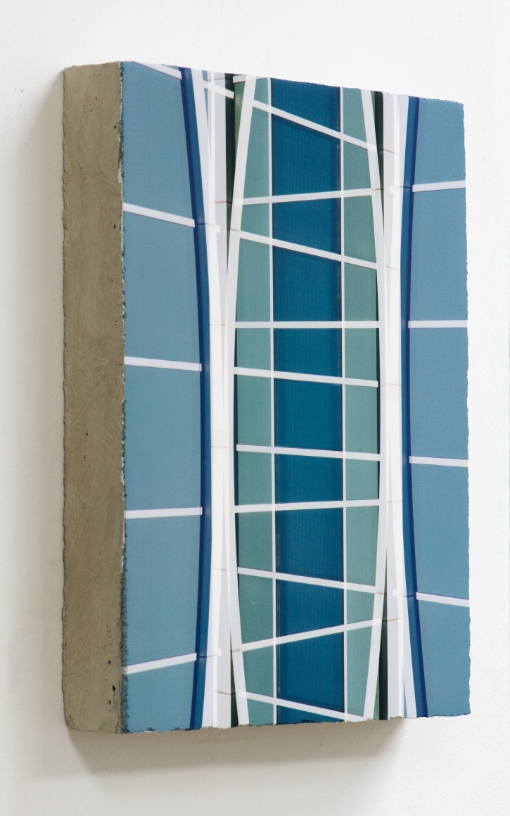 Adam Moskowitz, Counterform Intersect, 2017, UV ink on concrete, 11.25"× 8.5"× 1.75" at Anita Rogers Gallery
