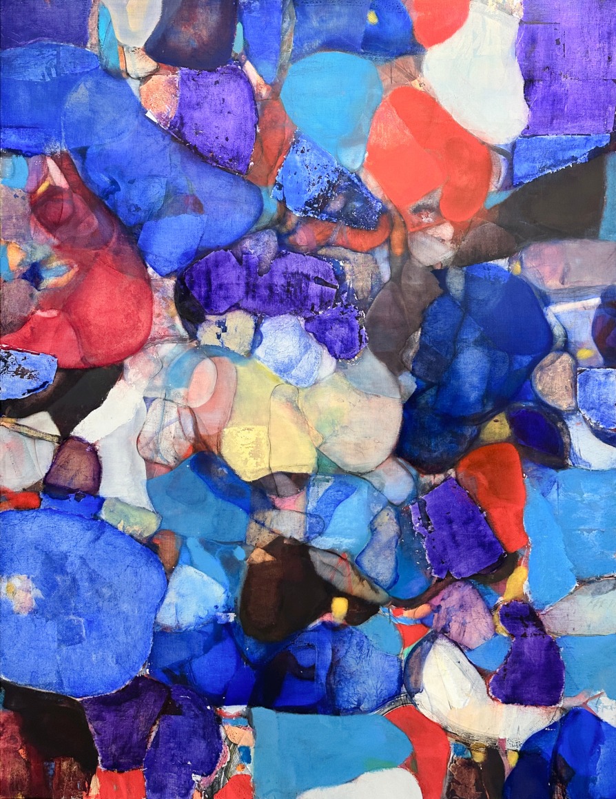 Robert Szot, Ejecta, 2024, Oil, metal leaf and charcoal on linen, 80&quot; x 58&quot; at Anita Rogers Gallery