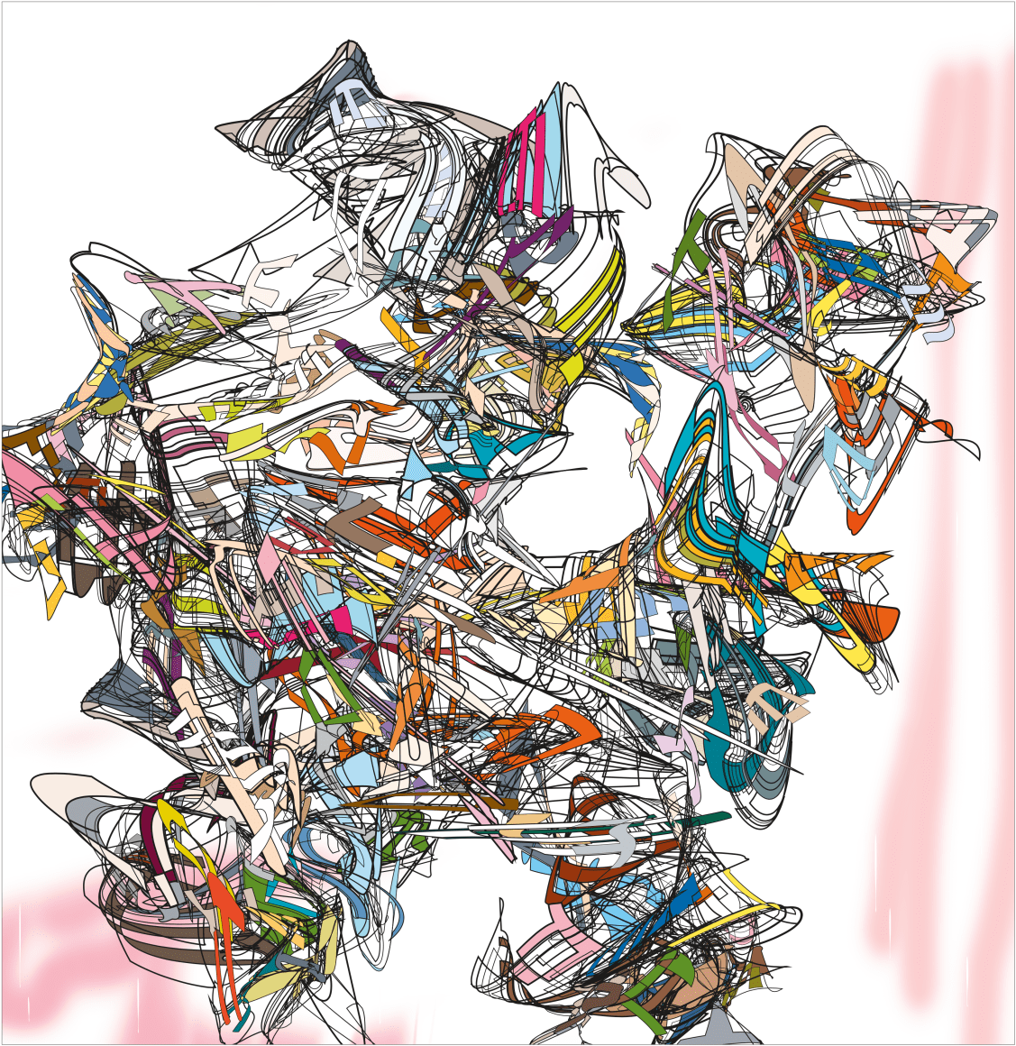 Henry Mandell, Satoshi's Garden 002F, 2023, UV polymer on linen 52" x 50.5" at Anita Rogers Gallery