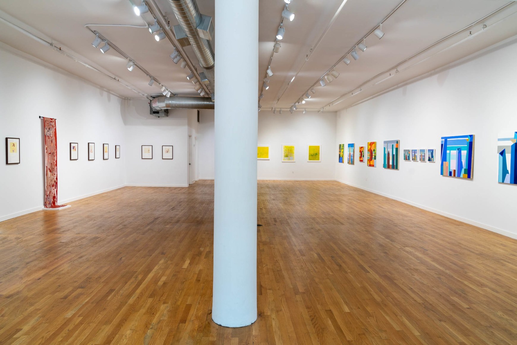 Installation view of&nbsp;Adrianne Lobel, Shirin Mirjamali &amp; nikki terry (2024) by Jon-Paul Rodriguez at Anita Rogers Gallery