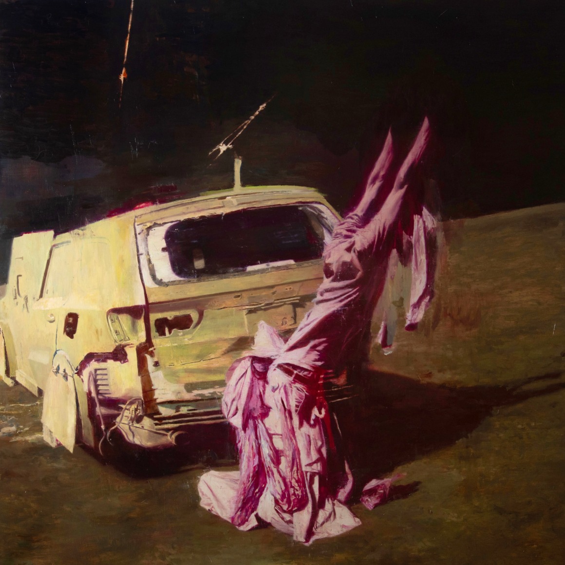 Phil Hale, ANTICLIMB, 2025, Oil on canvas, 51&rdquo; x&nbsp;51&rdquo; at Anita Rogers Gallery