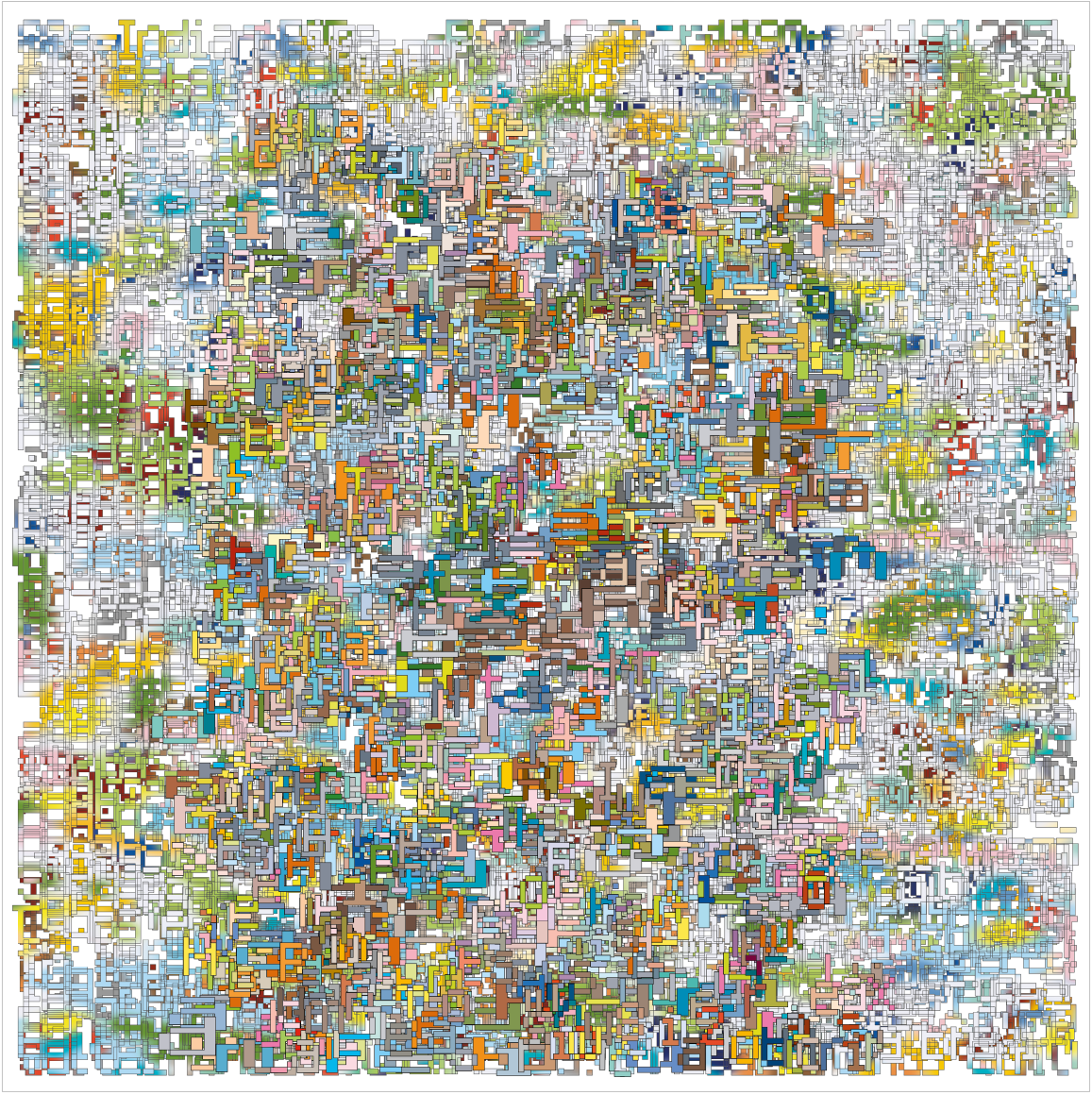 Henry Mandell, Pollinators 18, 2024, UV polymer on linen, 38” x 38” at Anita Rogers Gallery