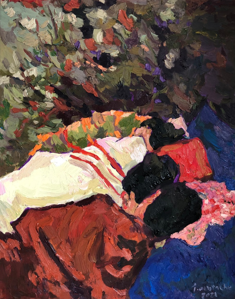 Anas Albraehe, Untitled, 2021, Oil on canvas, 19 3/4" x 15 3/4" at Anita Rogers Gallery