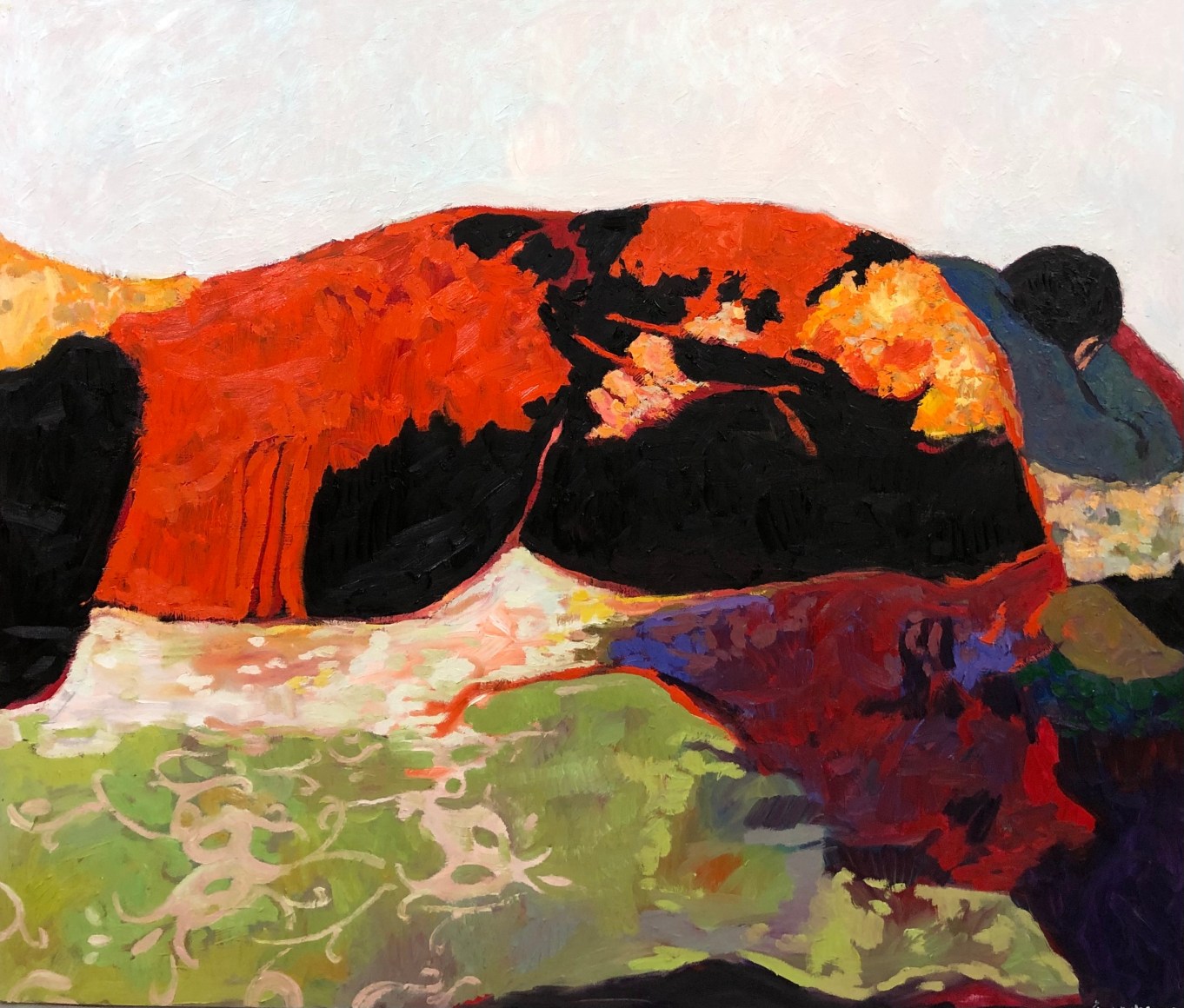 Anas Albraehe, Untitled, 2020, Oil on canvas, 47 1/4" x 55" at Anita Rogers Gallery