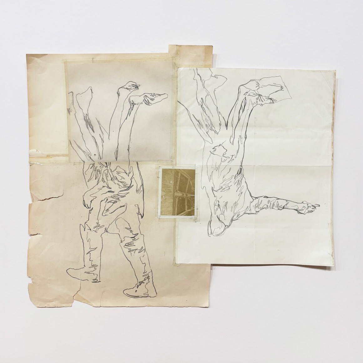 Phil Hale,&nbsp;Sketch for ANTICLIMB, 2025, Graphite on found paper, 25&quot; x 25&quot;&nbsp;at Anita Rogers Gallery