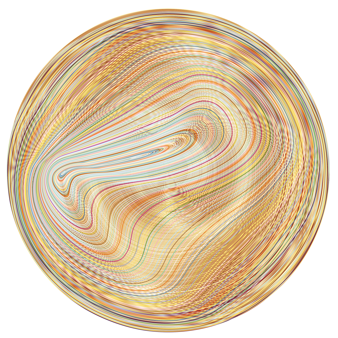 Henry Mandell, Noetic 213, 2022, uv polymer on aluminum, 42" round  at Anita Rogers Gallery