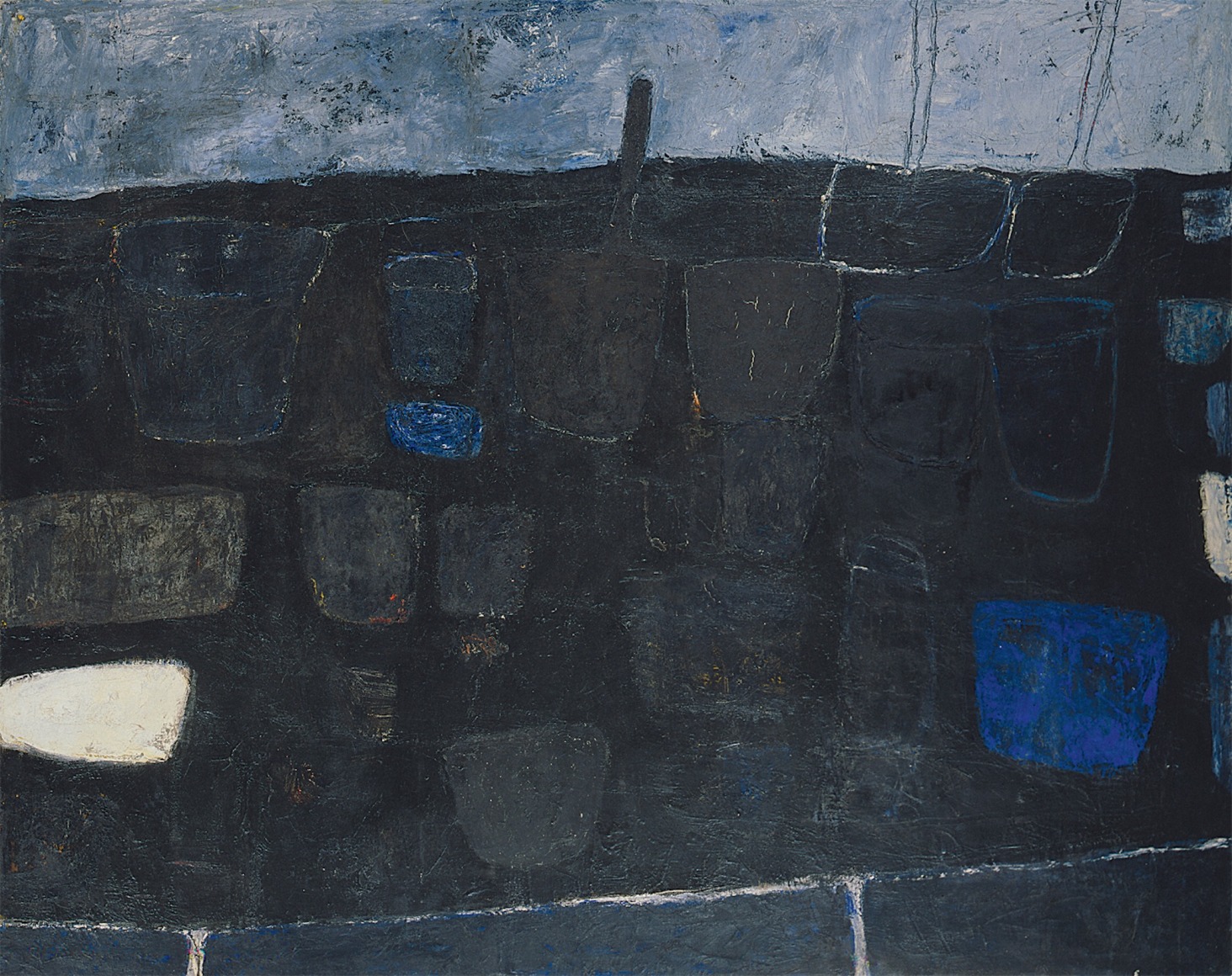 William Scott CBE RA (1913-1989), Still Life, 1957, Oil on canvas, 48" x 60" at Anita ROgers Gallery