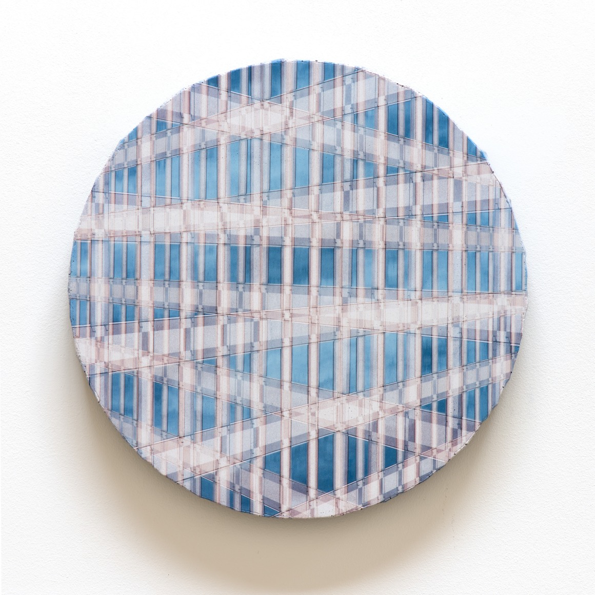 Adam Moskowitz, Counterform Tondo, 2017, UV ink on concrete, 16 1/2&quot; x 16 1/2&quot; x 1 1/2&quot; at Anita Rogers Gallery