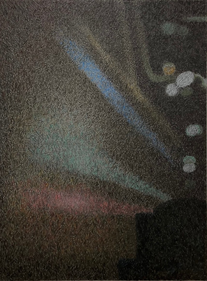 John McDevitt King, April Fool, 2021, Encaustic on panel, 48&quot; x 36&quot; at Anita Rogers Gallery