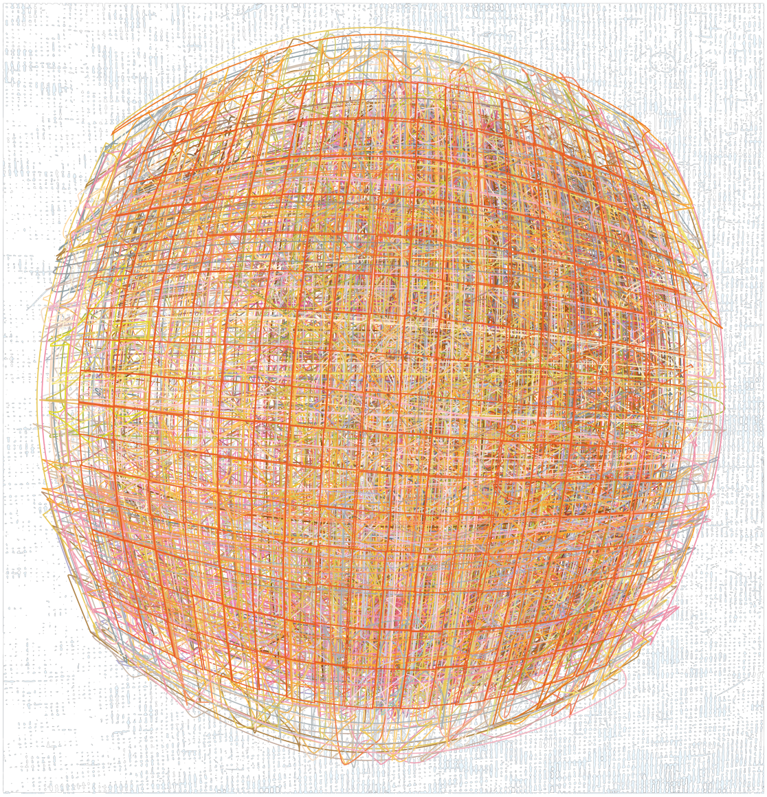 Henry Mandell, Superunknown 36F, 2023, UV polymer on linen, 54" x 52"  at Anita Rogers Gallery