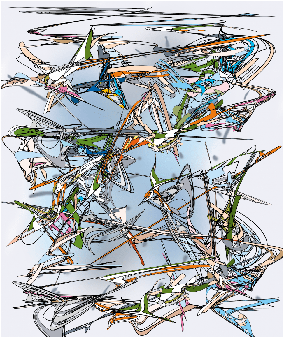 Henry Mandell, Satoshi's Garden 041, 2024, UV polymer on linen 1/1, 57&quot; x 48&quot; at Anita Rogers Gallery