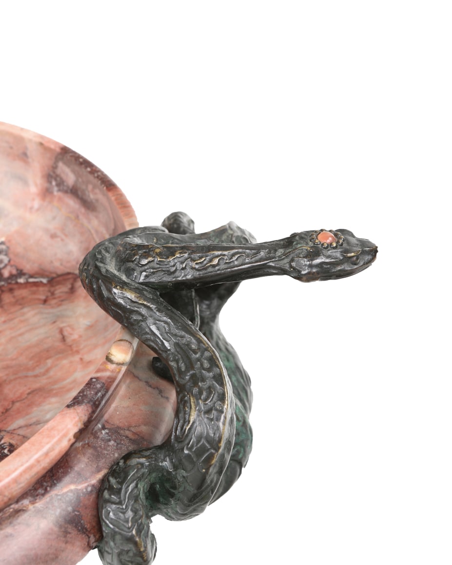 Serpents Marble & Bronze Centerpiece Sculptures Ophir Gallery