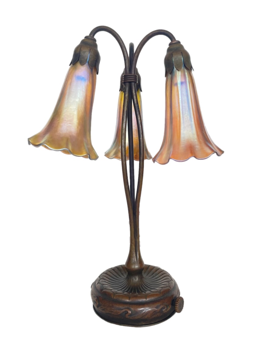 Louis Comfort Tiffany Bronze Damascene Lamp (20th Century)