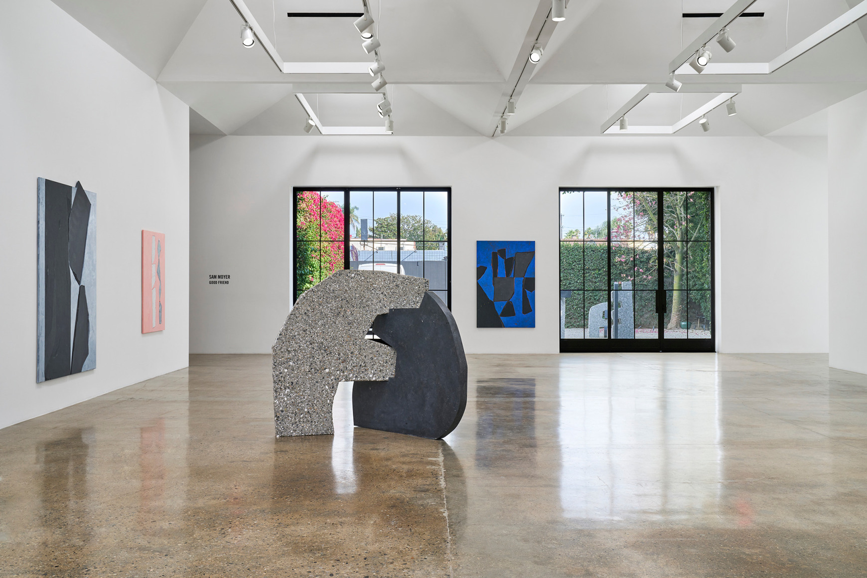 Installation view of &quot;Sam Moyer: Good Friend,&quot; 2021, at Kayne Griffin, Los Angeles