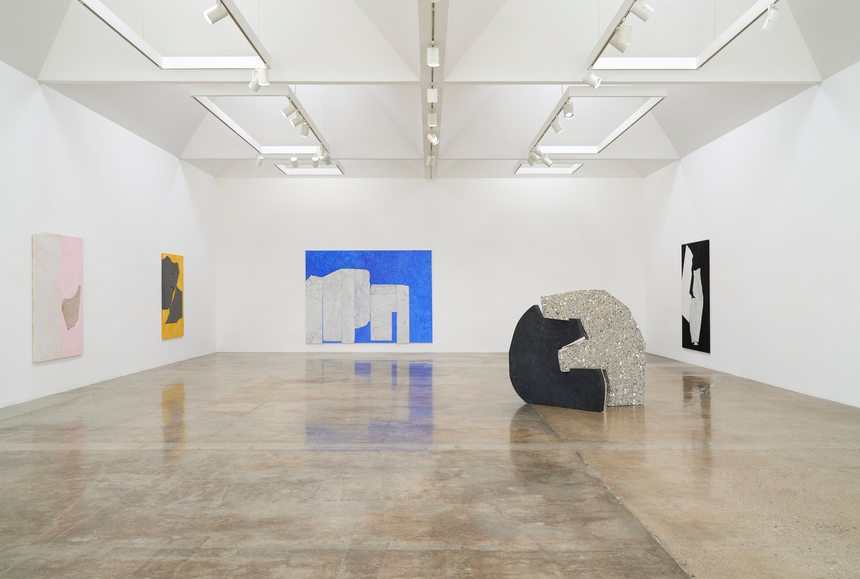 Installation view of &quot;Sam Moyer: Good Friend,&quot; 2021, at Kayne Griffin, Los Angeles