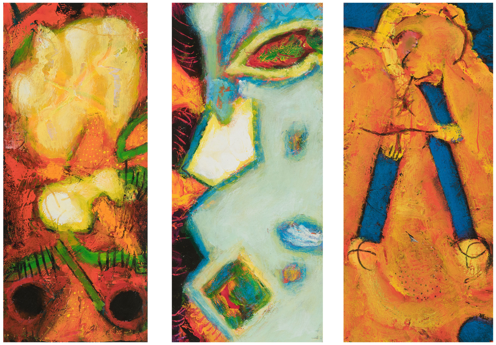 William Scharf, A Pending Sorrow, Totem and the Ice Shoal, A Wile After Goya, (From left to right), 2000, 2001, 2002-7 (From left to right)