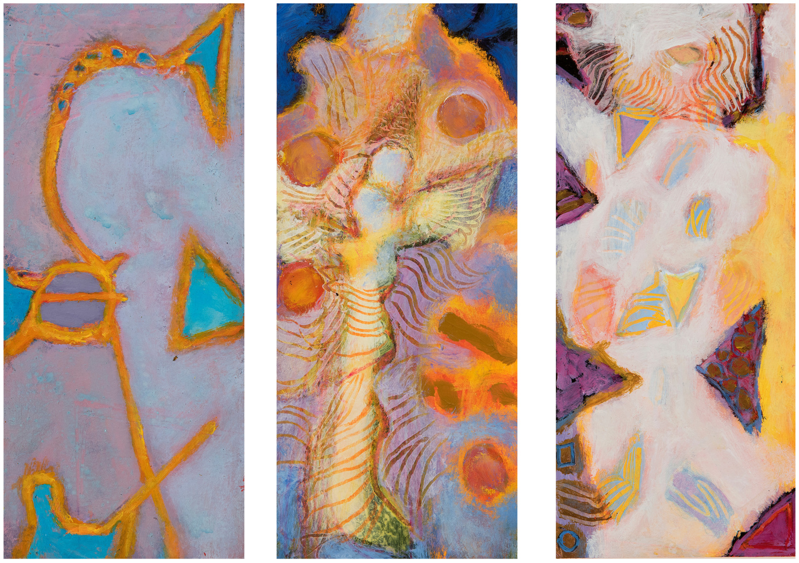 William Scharf, In a Cloy of Sky, Angel of Tongues, Sun Edge Shower (From left to right), 2000, 2001, 2002 (From left to right)