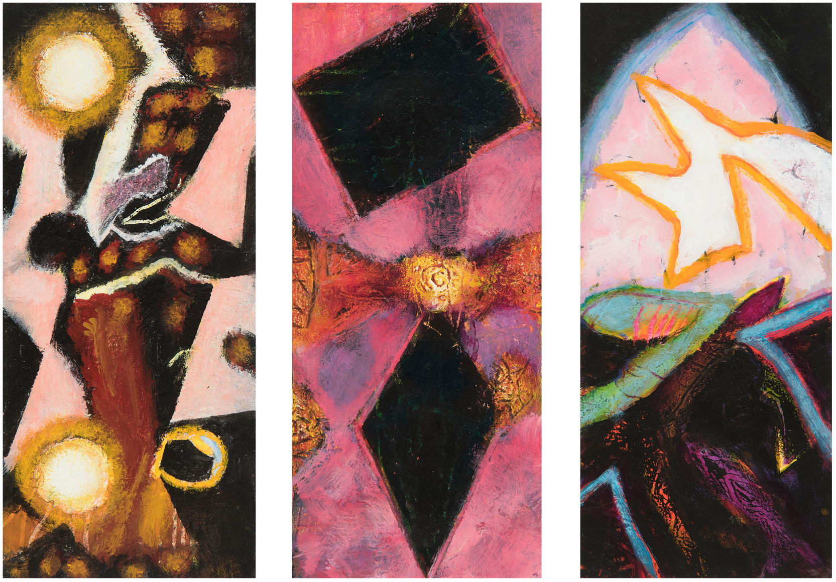 William Scharf, On the Ether Swing, On to Adjacency, Gull White (From left to right), 2000-1, 2000, 2001-2 (From left to right)