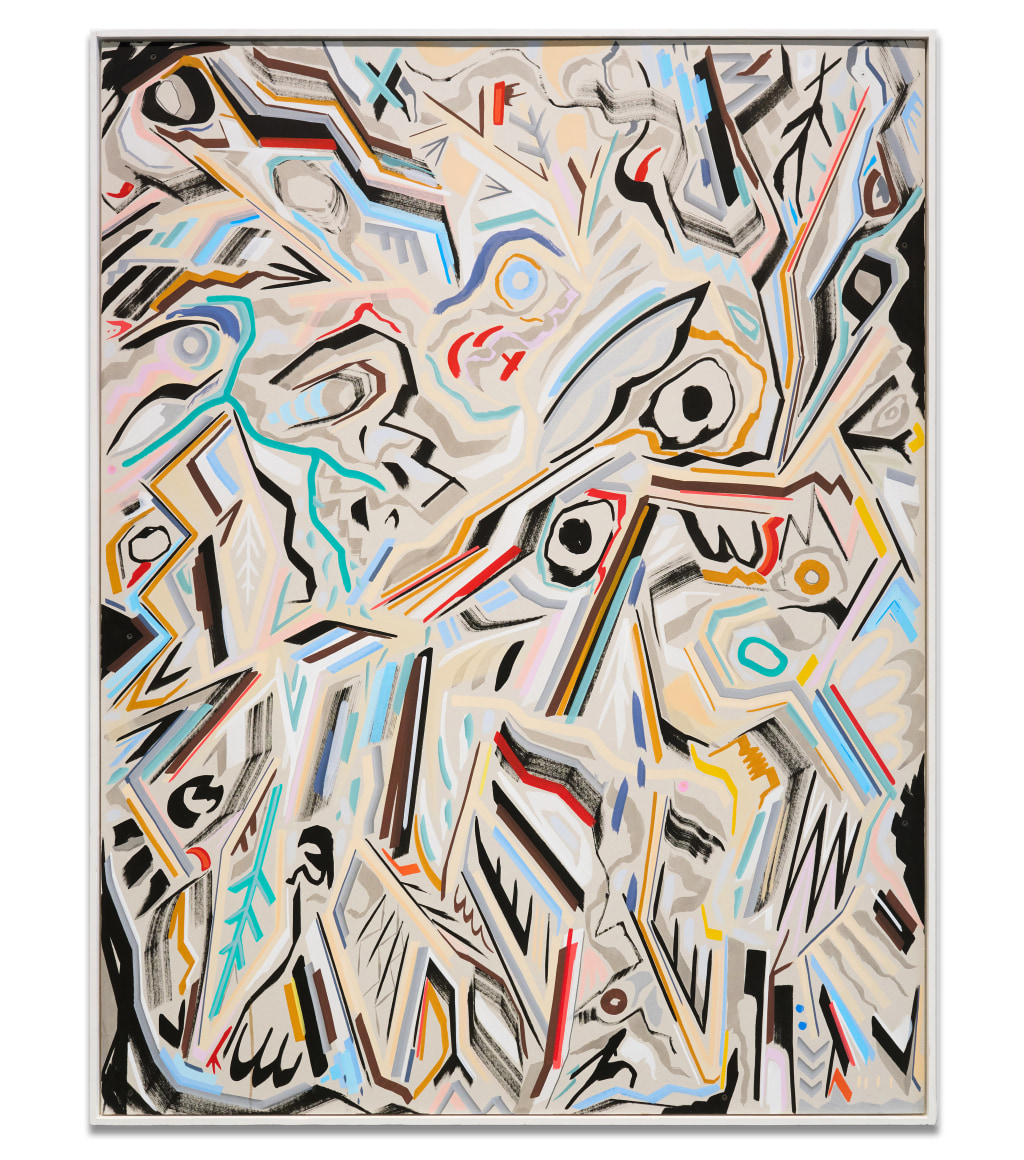 The Stray Behind, 2023, mixed media on sheetrock panel in artist's frame, 61 x 49 inches/154.94 x 124.46 cm