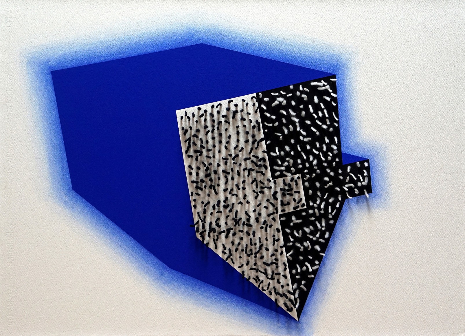 Masked Head 16, 2021, pastel and yarn on paper mounted on canvas, 22 x 30.5 inches/55.9 x 77.5 cm