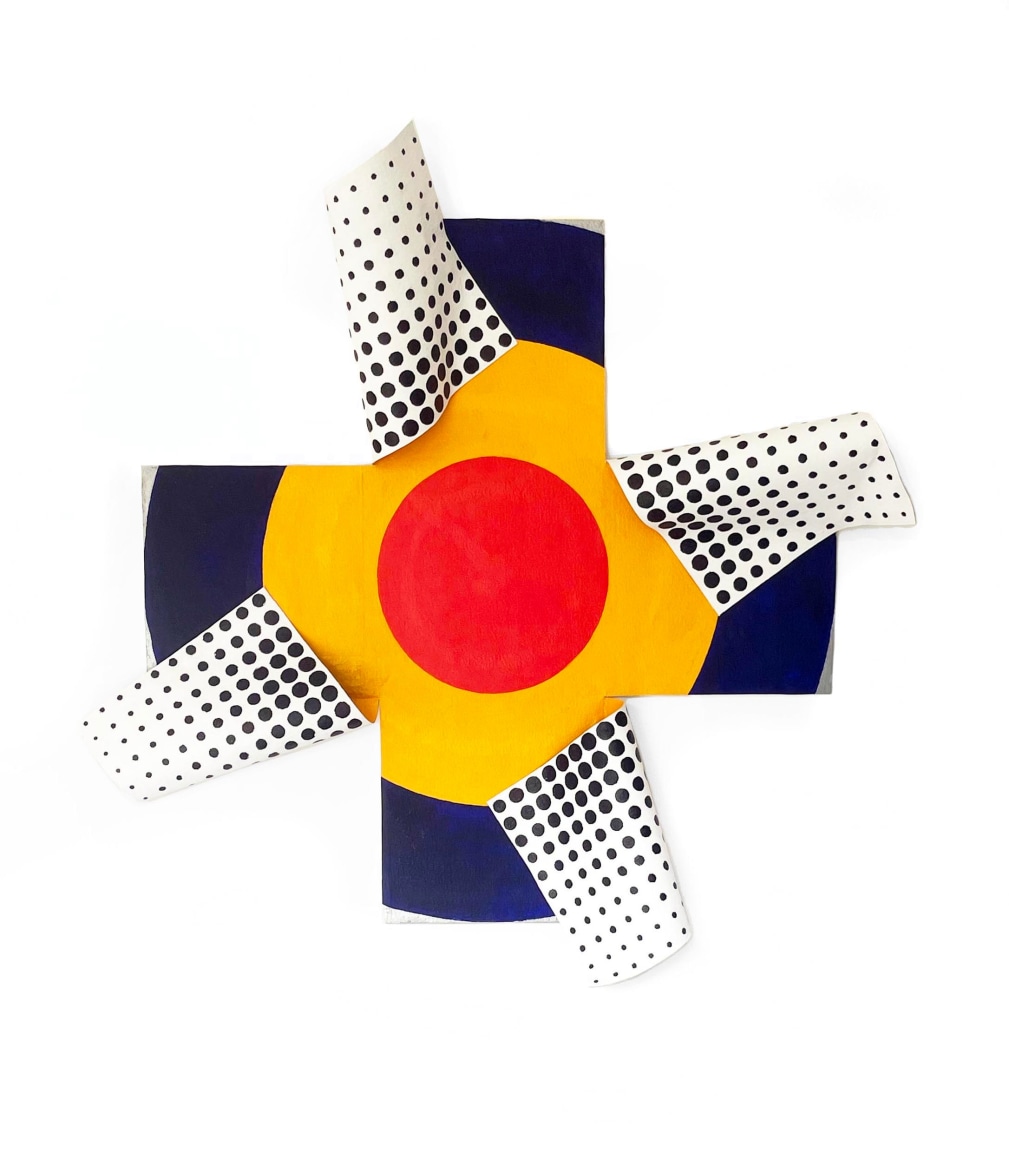 Susan Weil, Eccentric Concentric, 2021, acrylic on canvas with aluminum, 100 x 107 x 18 cm (39.5 x 42 x 7 inches)